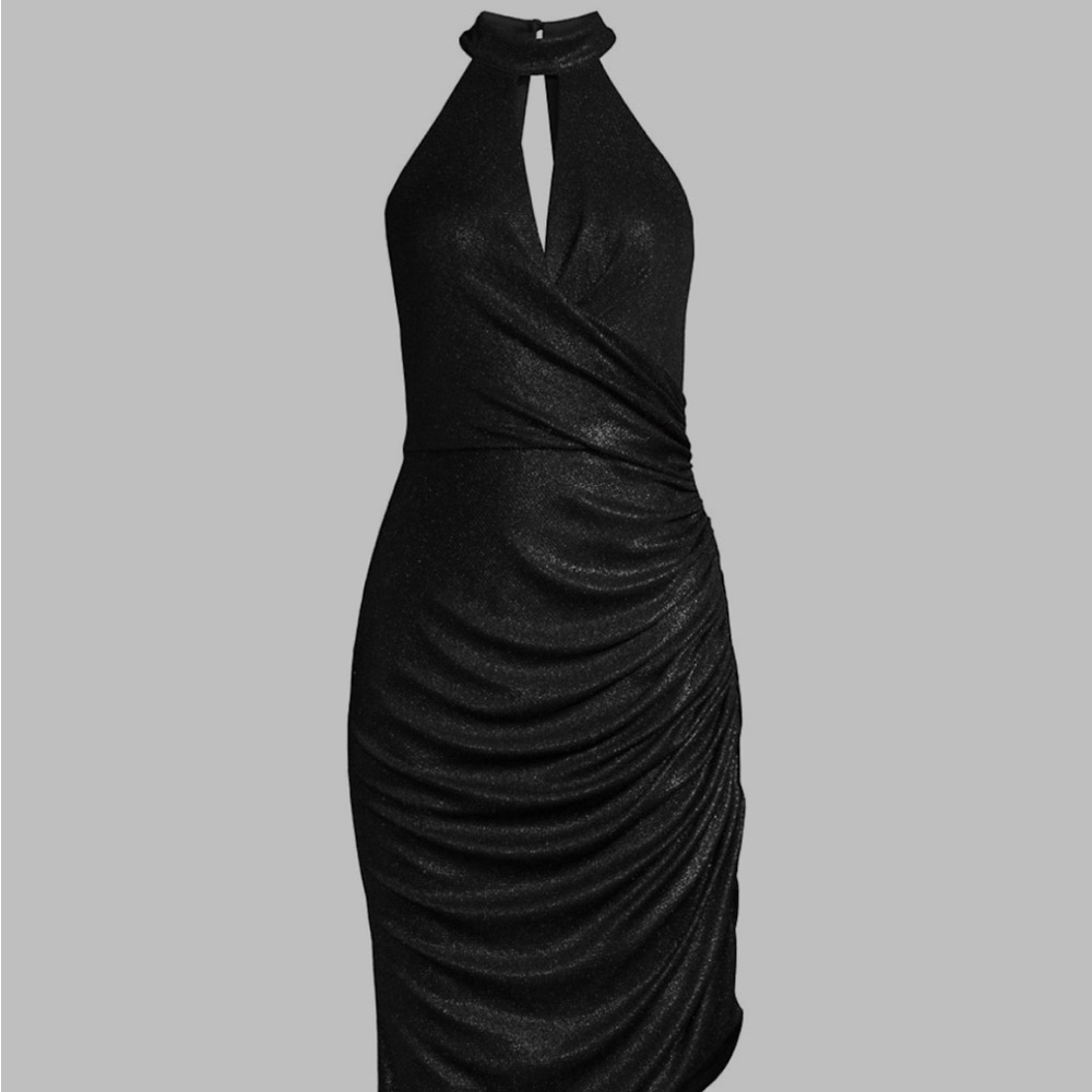 Aidan by Aidan Mattox Elegant Black Halter Dress
